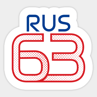 RUS 63 Teal Halftone Red & Blue Design Sticker